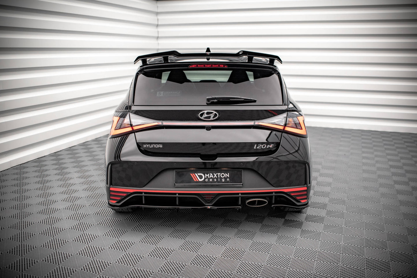 Mittlerer Cup Diffusor DTM Look Heck Ansatz für Hyundai I20 N Mk3 schwarz Hochglanz