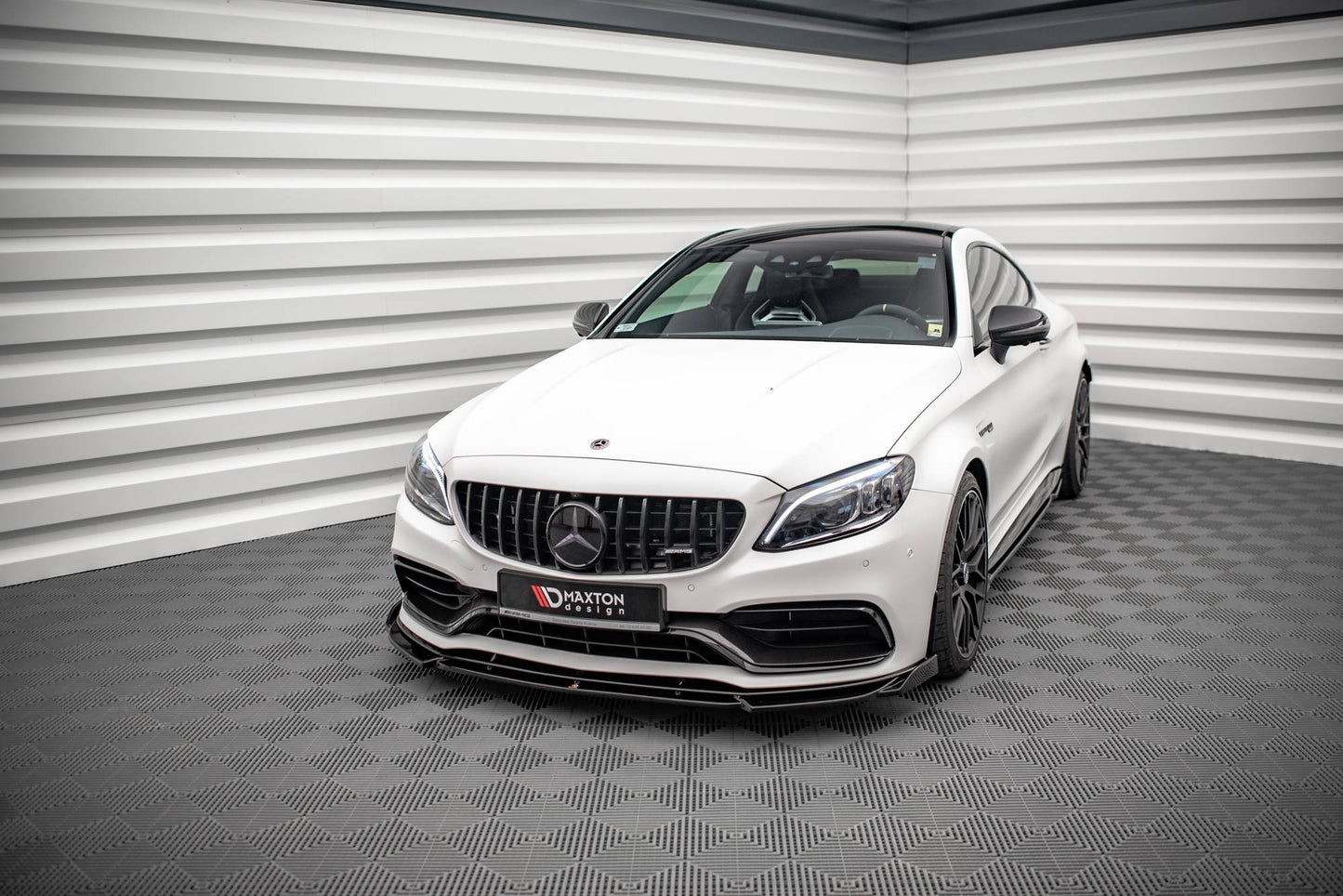 Front Ansatz V.2 für Mercedes-AMG C63 Coupe AMG Aero Pack C205 Facelift schwarz Hochglanz