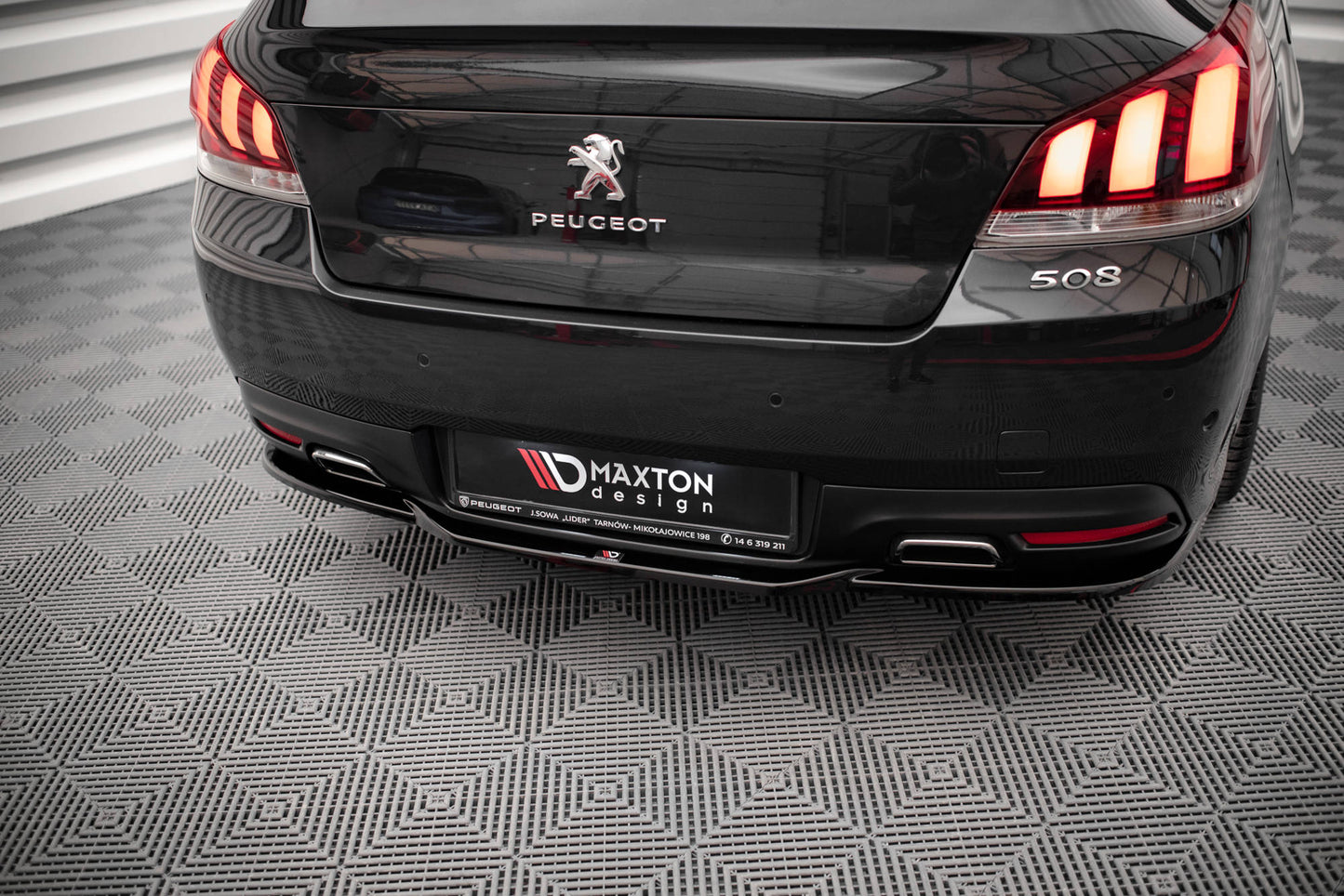 Mittlerer Diffusor Heck Ansatz für Peugeot 508 GT Mk1 Facelift schwarz matt