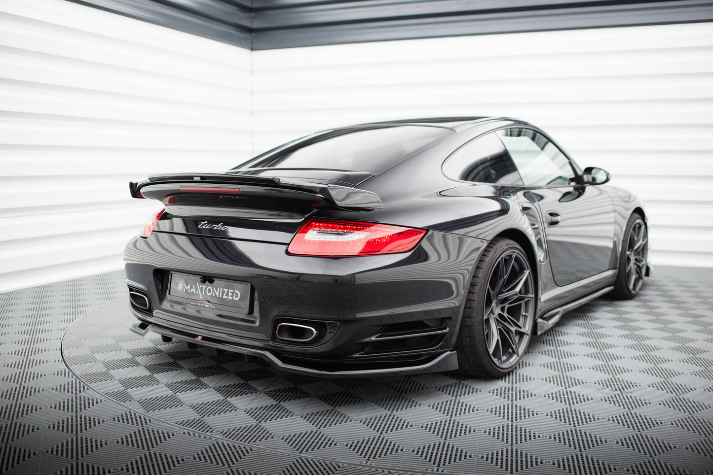 Mittlerer Cup Diffusor DTM Look Heck Ansatz für Porsche 911 Turbo 997 schwarz Hochglanz