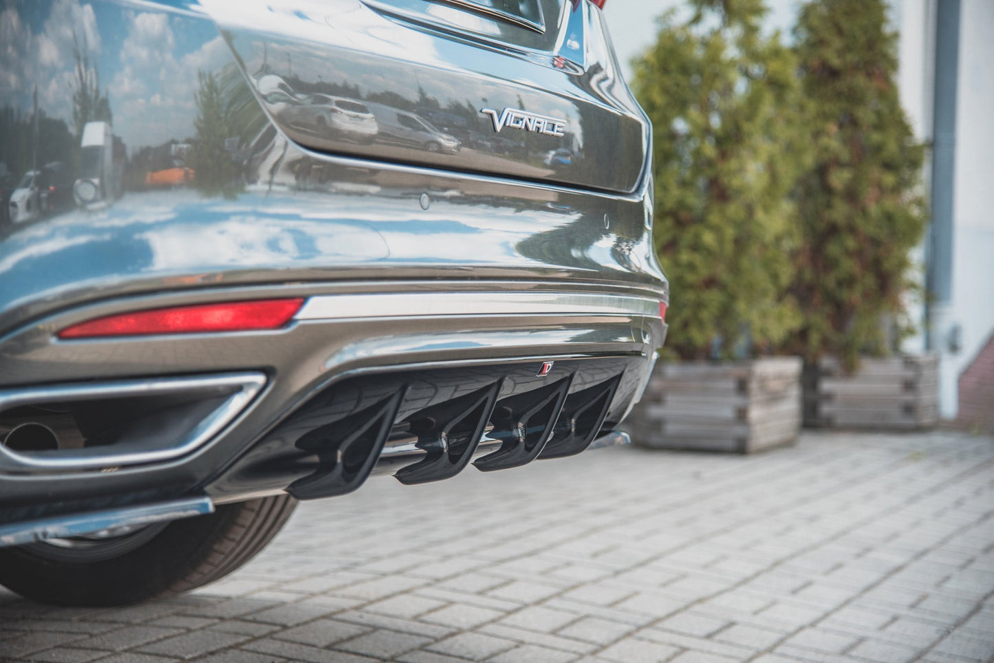 Diffusor Heck Ansatz für Ford Mondeo Vignale Mk5 Facelift Carbon Look