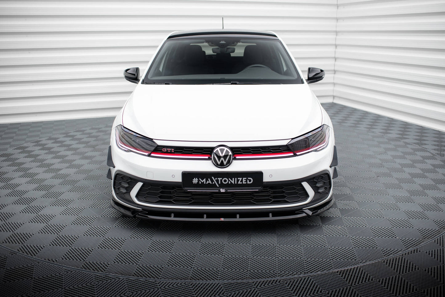 Front Ansatz V.2 für VW Polo GTI Mk6 Facelift schwarz Hochglanz