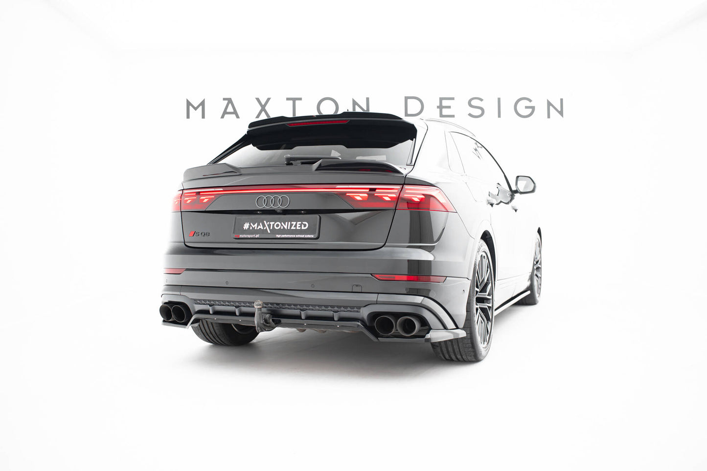 Mittlerer Cup Diffusor DTM Look Heck Ansatz V.2 für Audi SQ8 / Q8 S-Line Mk1 Facelift schwarz Hochglanz