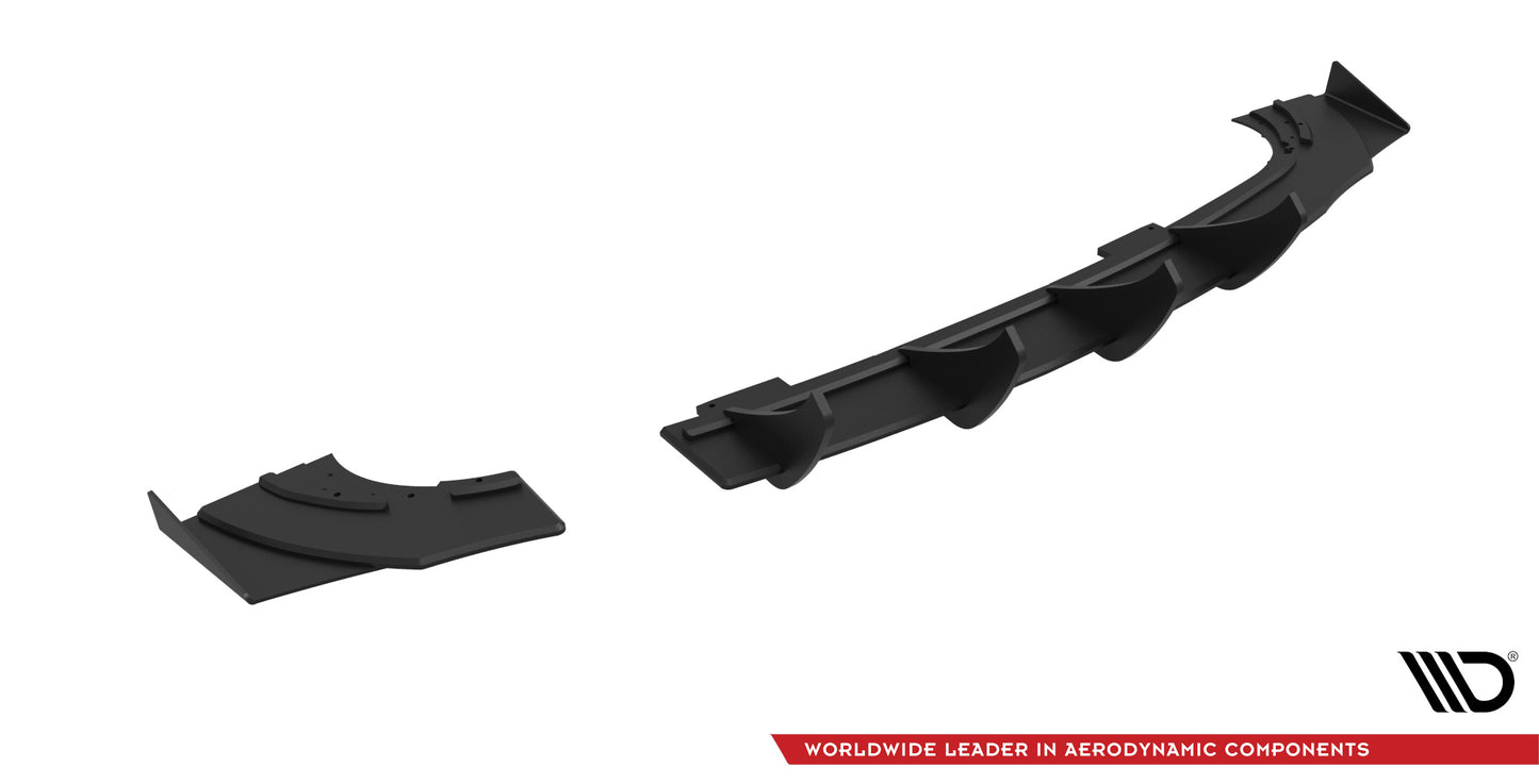 Robuste Racing Diffusor Heck Ansatz + Flaps für Opel Astra GTC OPC-Line J schwarz Hochglanz