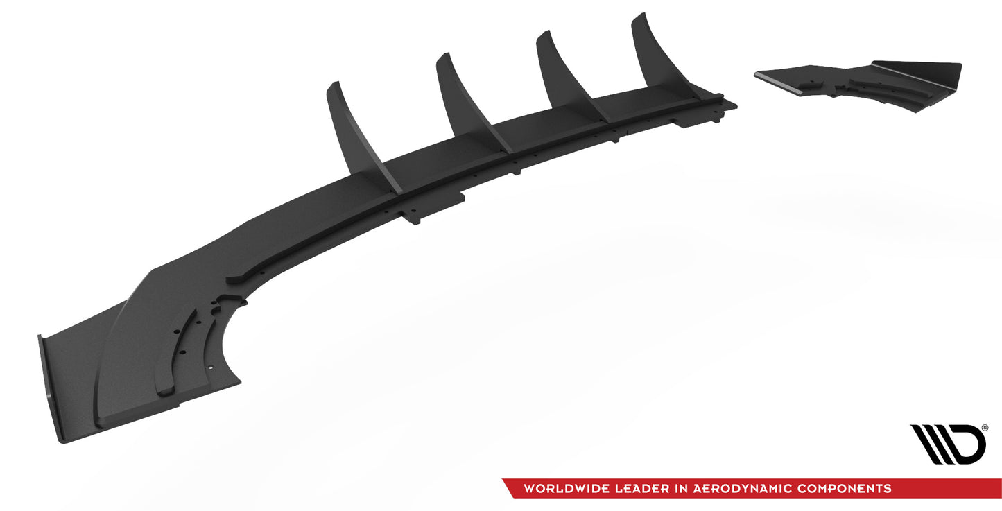 Robuste Racing Diffusor Heck Ansatz + Flaps für Opel Astra GTC OPC-Line J schwarz Hochglanz
