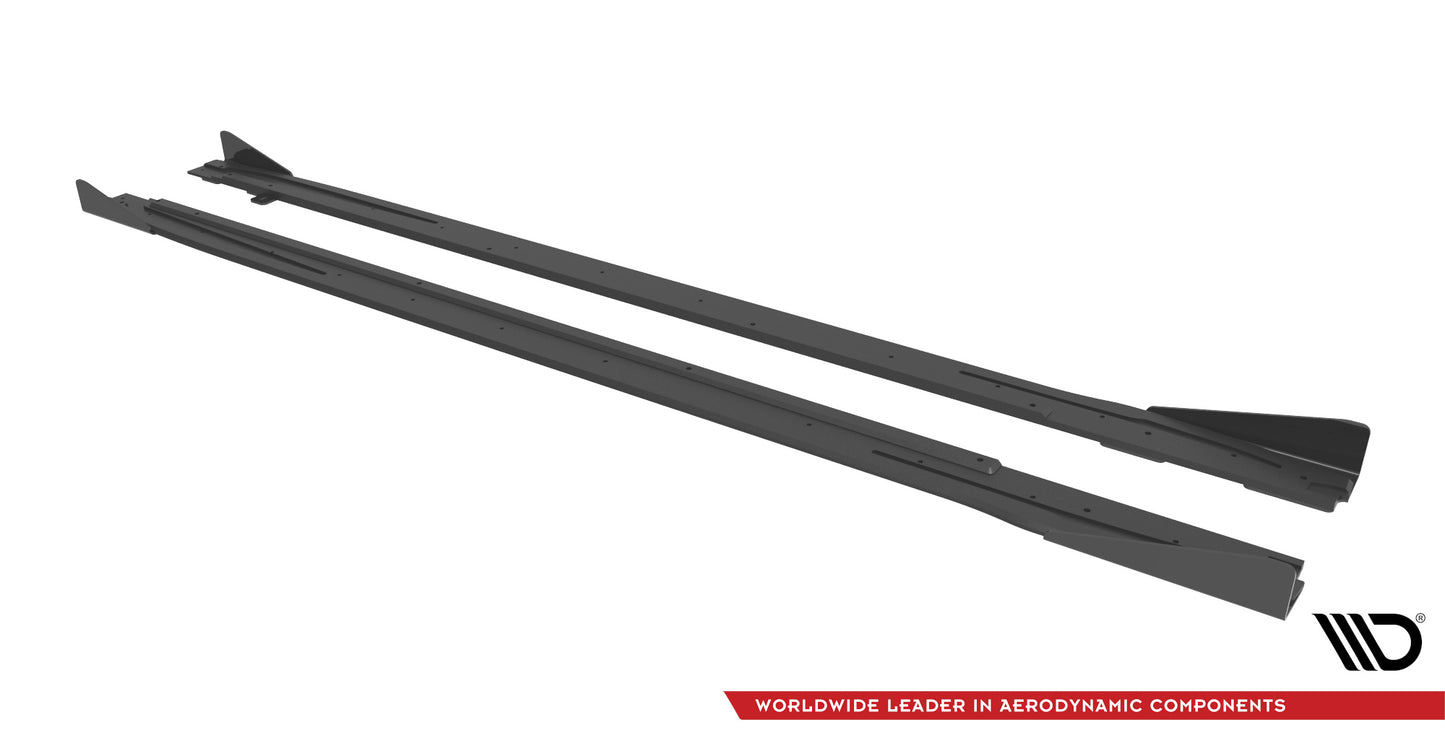 Street Pro Seitenschweller Ansatz + Flaps für Audi S3 / A3 S-Line 8Y / 8Y Facelift schwarz Hochglanz