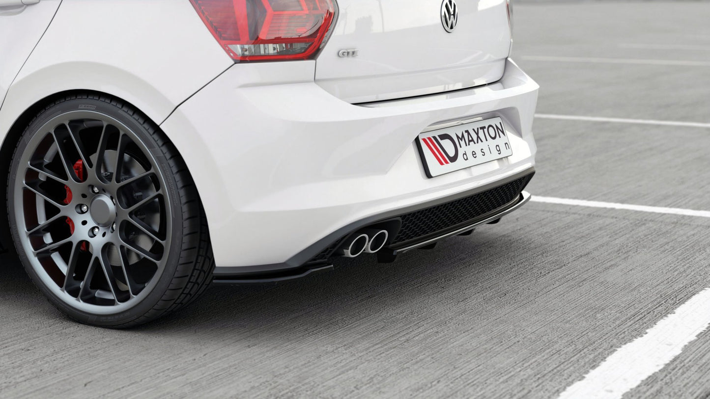 Mittlerer Cup Diffusor DTM Look Heck Ansatz für VW Polo GTI / R-line Mk6 schwarz Hochglanz
