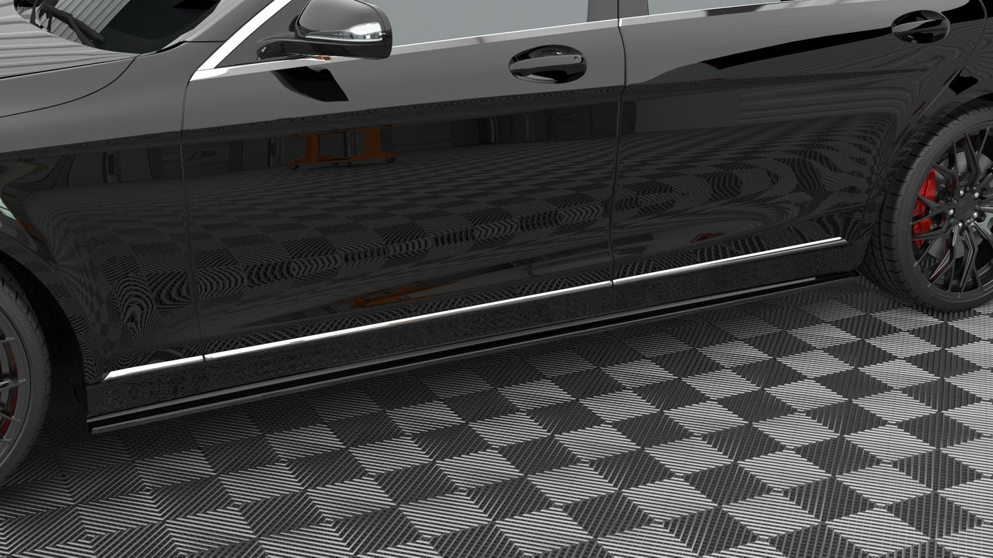 Seitenschweller Ansatz für Mercedes-Benz S Long W222 schwarz Hochglanz