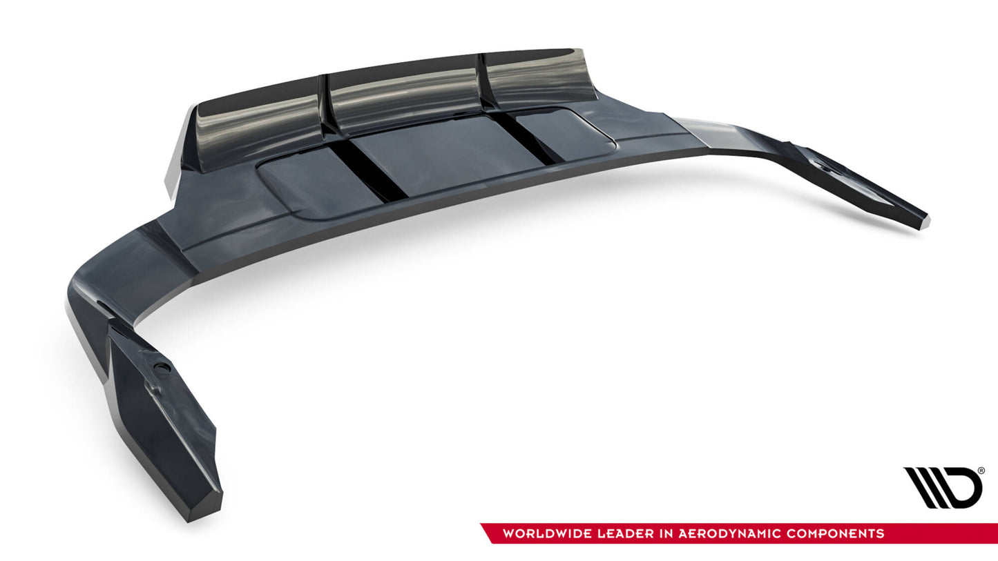 Mittlerer Cup Diffusor DTM Look Heck Ansatz für Audi Q7 S-Line Mk2 Facelift 2 schwarz Hochglanz