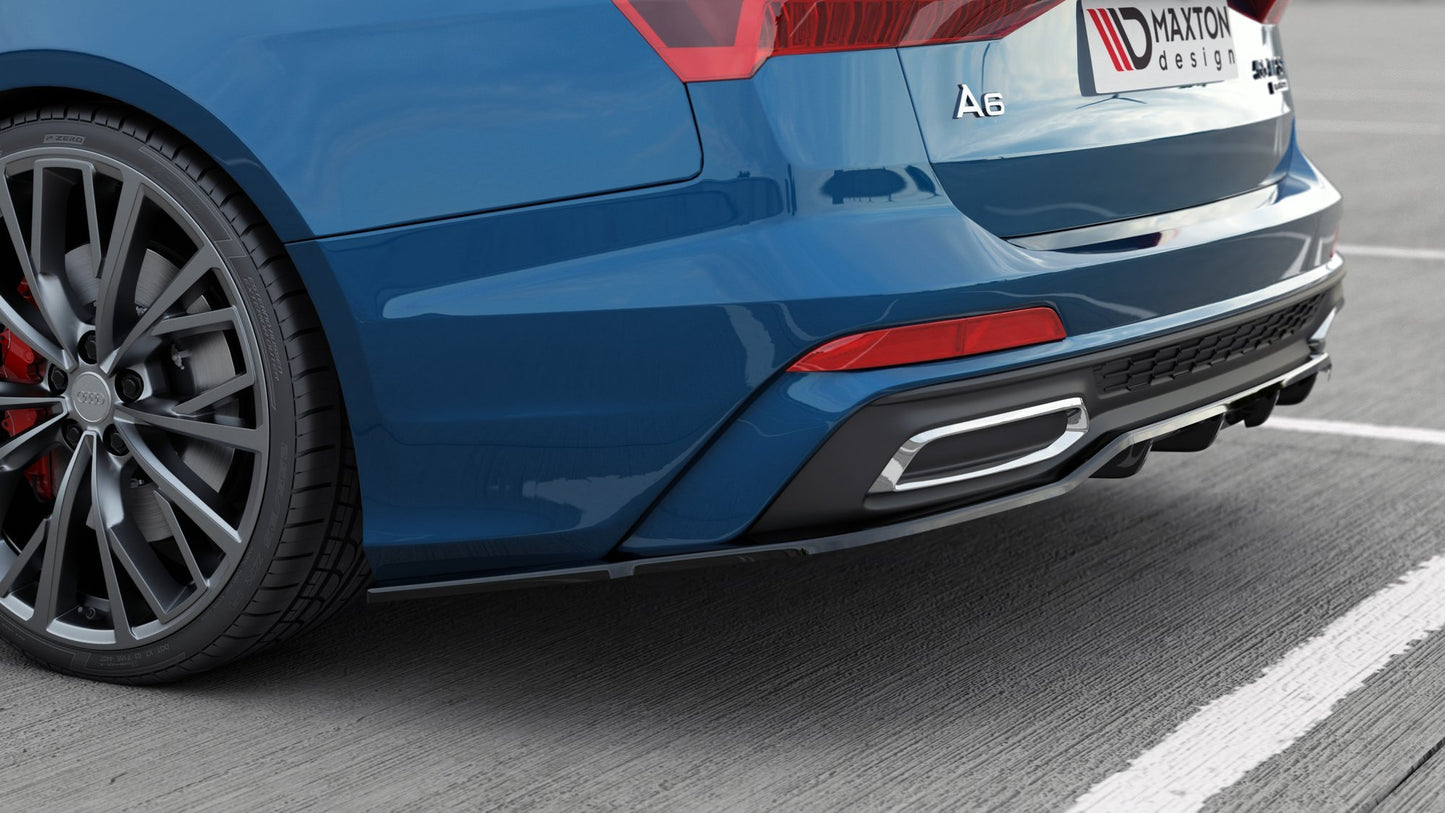 Mittlerer Cup Diffusor DTM Look Heck Ansatz für Audi A6 S-Line C8 schwarz Hochglanz