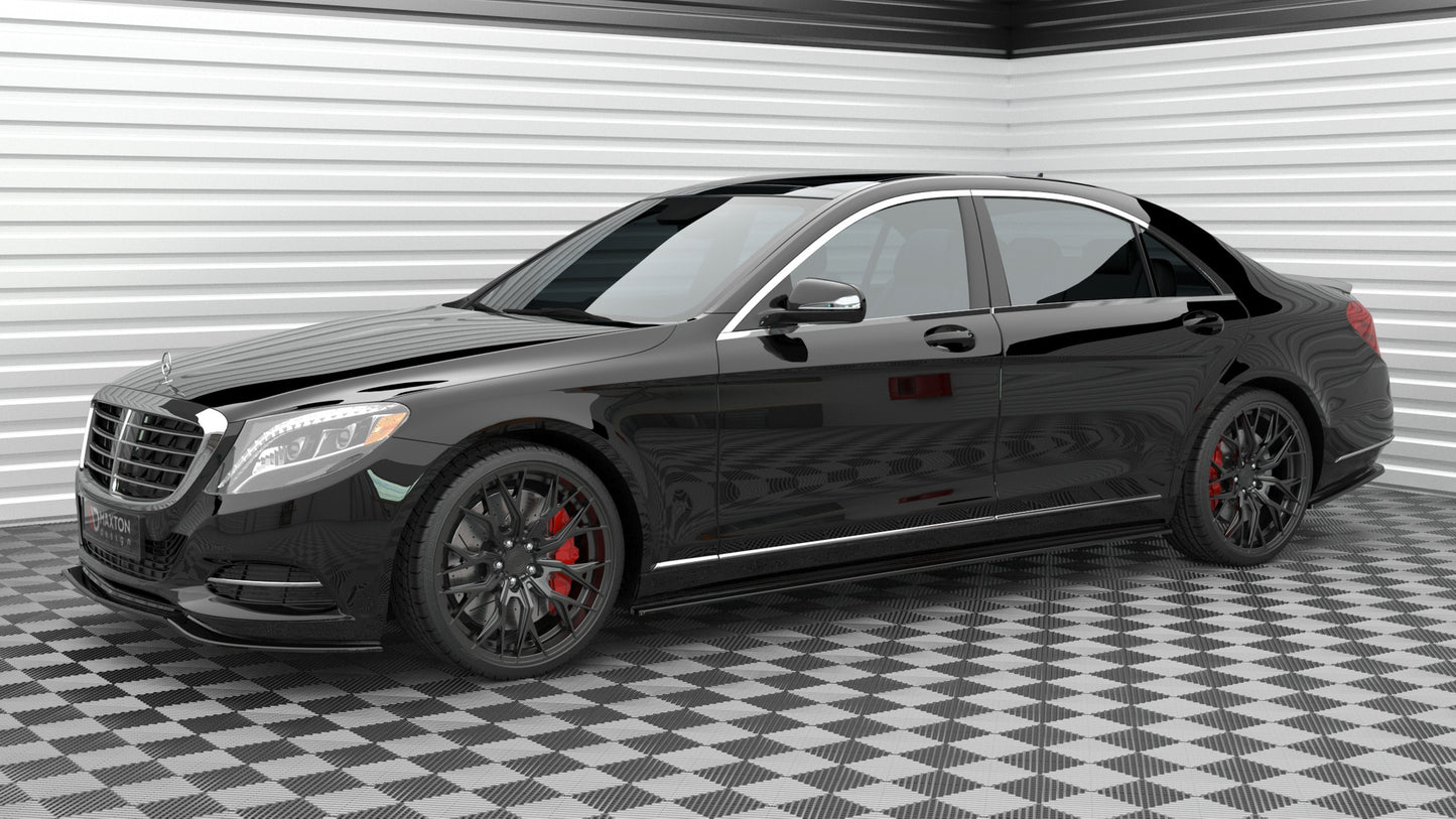Seitenschweller Ansatz für Mercedes-Benz S Long W222 schwarz Hochglanz