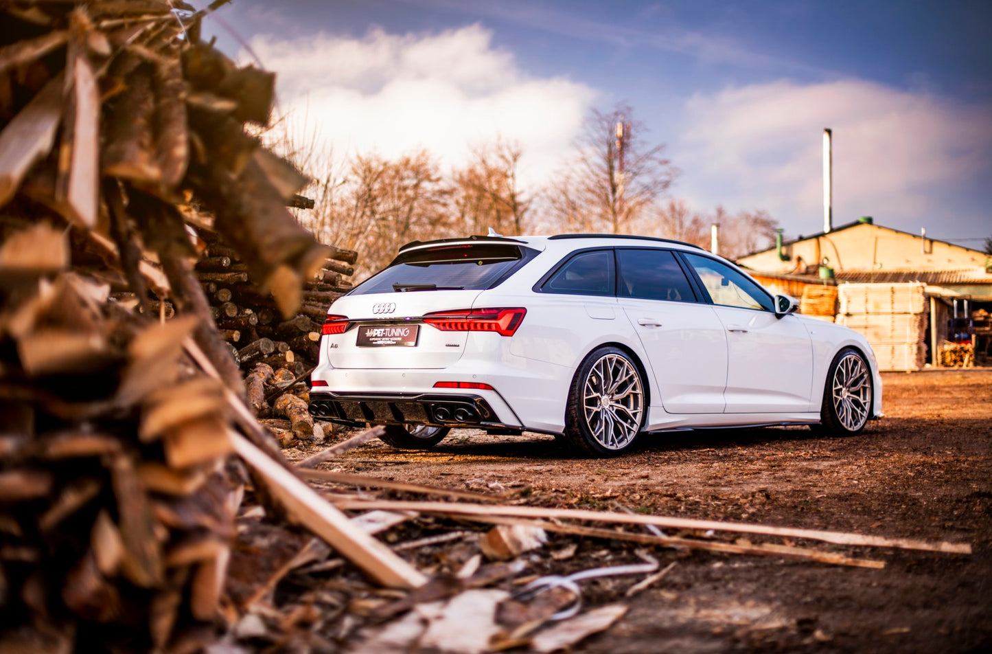 Diffusor Heck Ansatz für + Endschalldampfer Sportauspuff Attrappe Audi A6 S-Line / S6 C8 / C8 Facelift