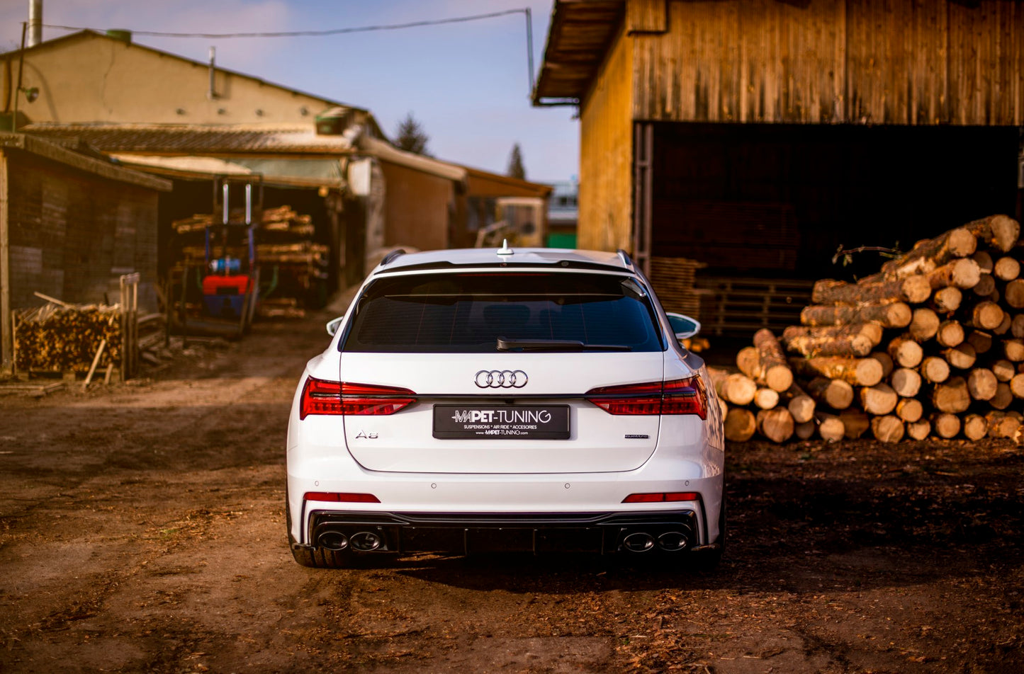 Diffusor Heck Ansatz für + Endschalldampfer Sportauspuff Attrappe Audi A6 S-Line / S6 C8 / C8 Facelift