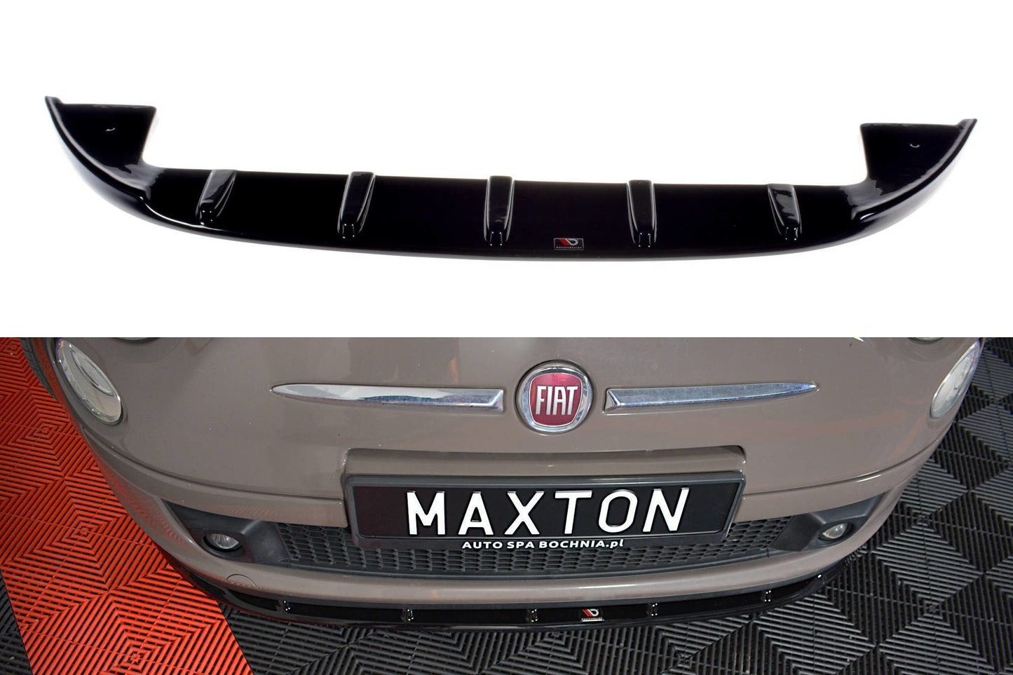 Front Ansatz V.1 für FIAT 500 HATCHBACK vor Facelift schwarz Hochglanz