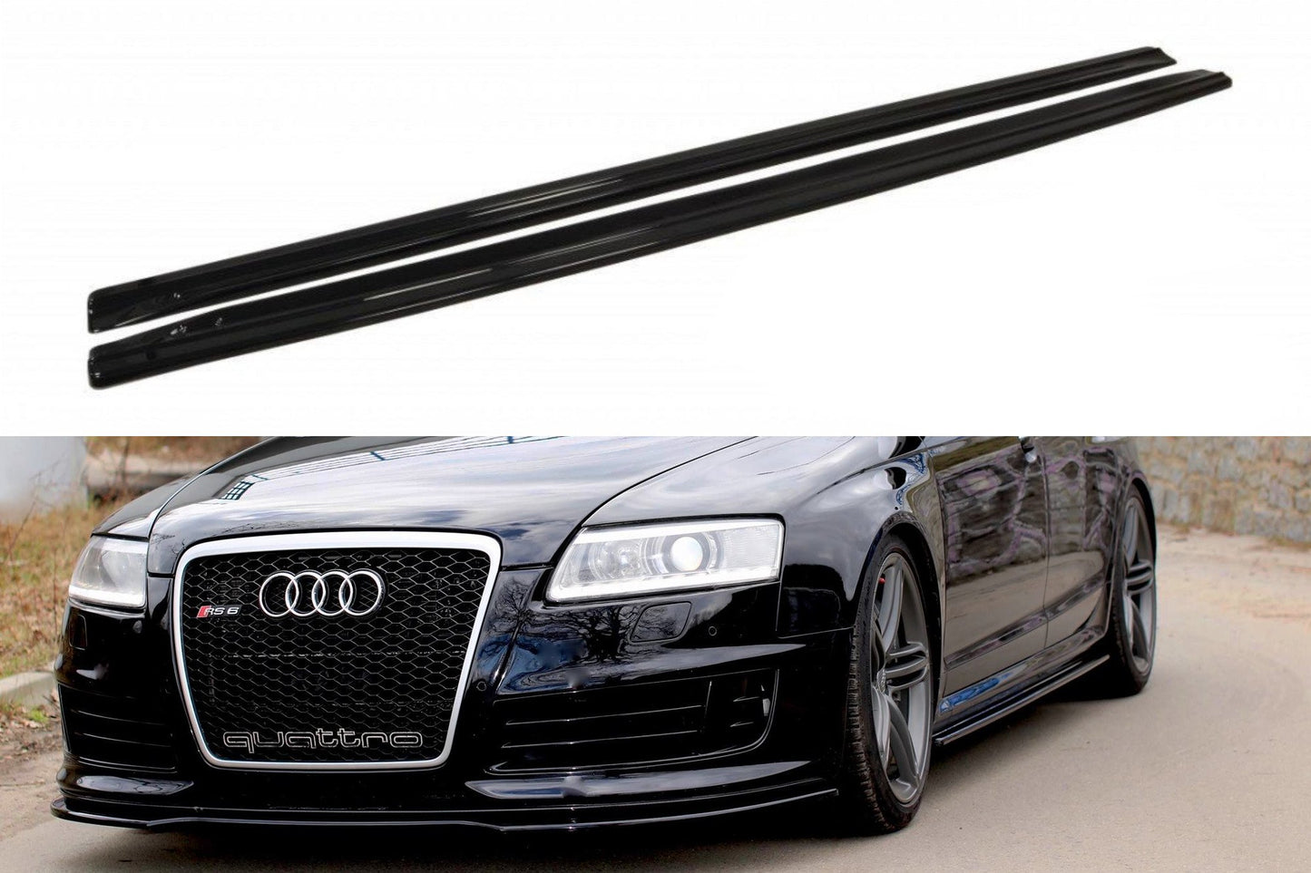 Seitenschweller Ansatz für Audi RS6 C6 schwarz Hochglanz