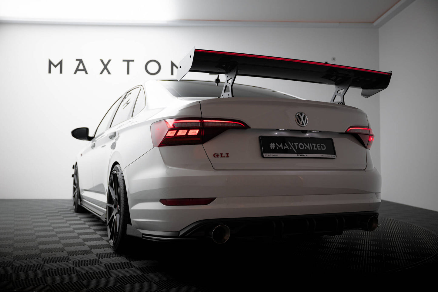 Carbon Spoiler With Internal Brackets Uprights + LED VW Jetta GLI Mk7