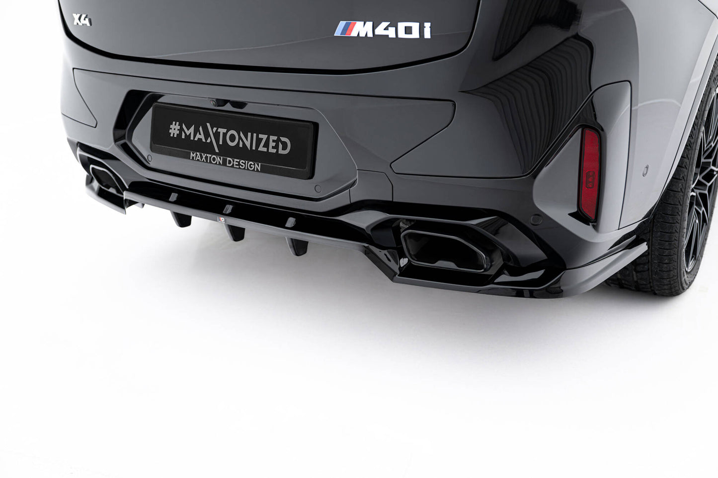 Mittlerer Cup Diffusor DTM Look Heck Ansatz V.2 für BMW X4 M-Paket G02 Facelift schwarz Hochglanz