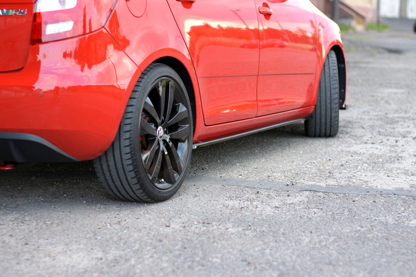 Seitenschweller Ansatz für Skoda Fabia RS Mk2 schwarz Hochglanz