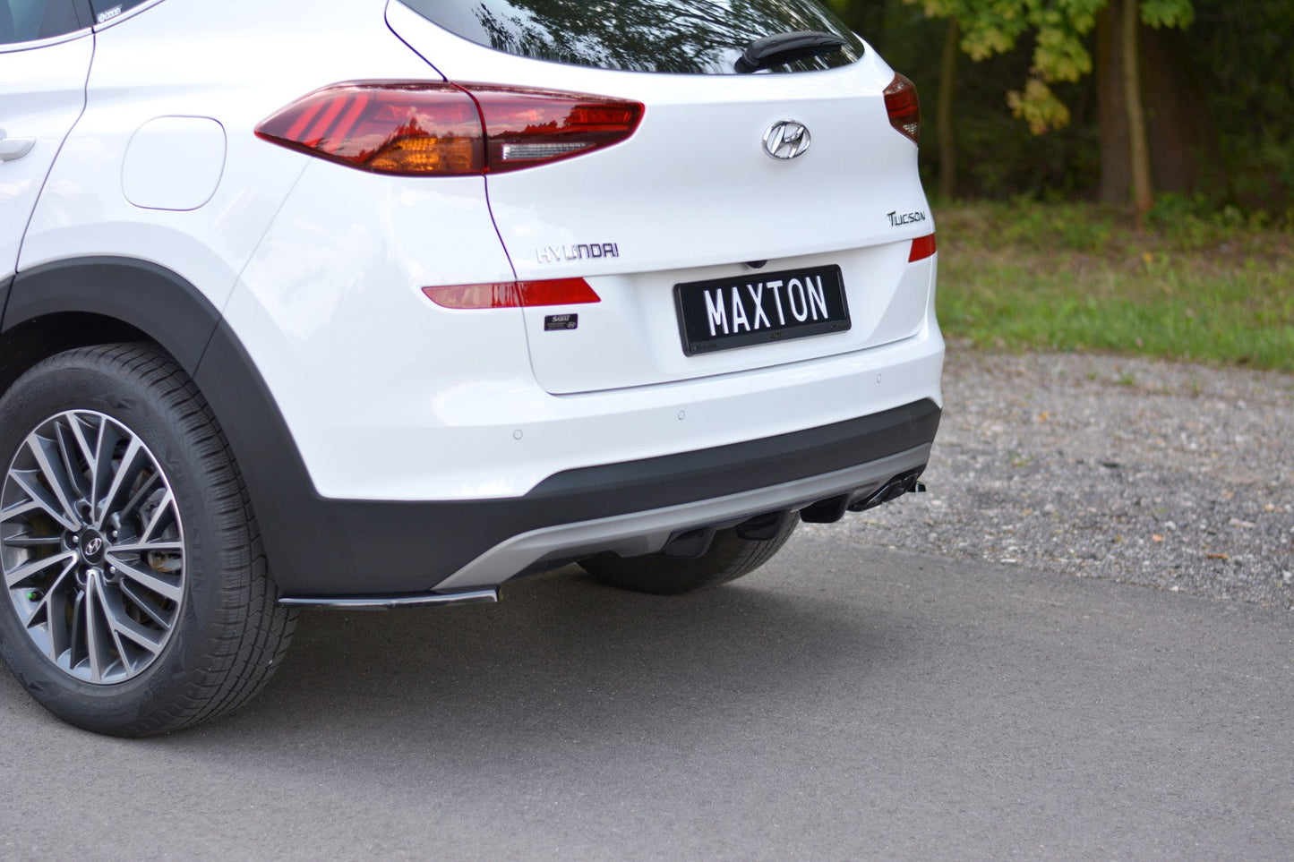Heck Ansatz Flaps Diffusor für Hyundai Tucson Mk3 Facelift schwarz Hochglanz