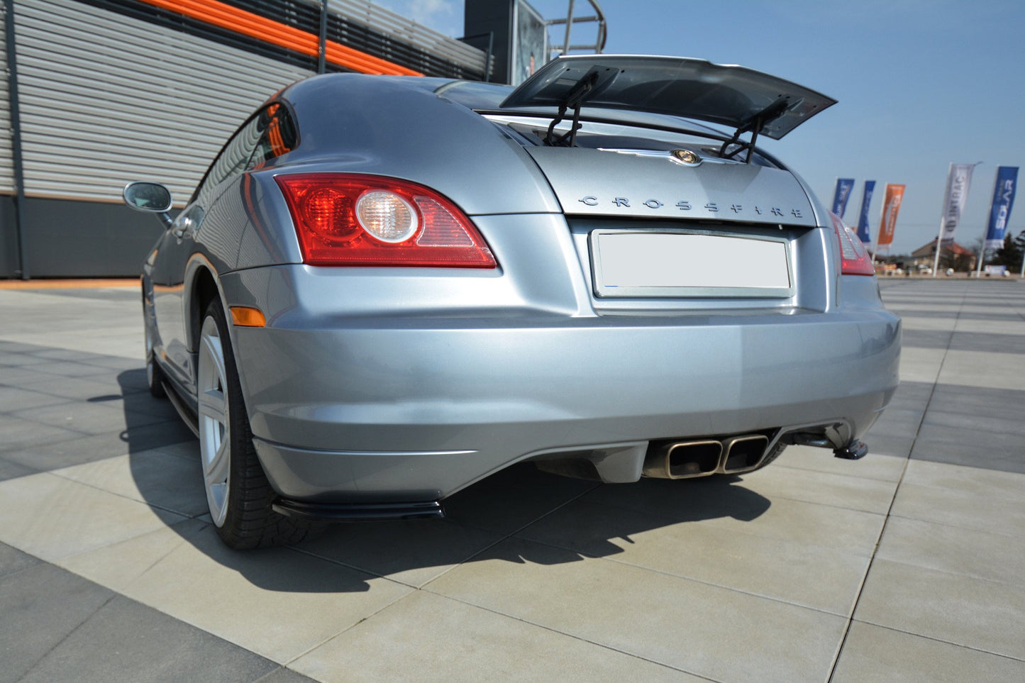 Heck Ansatz Flaps Diffusor für CHRYSLER CROSSFIRE schwarz Hochglanz