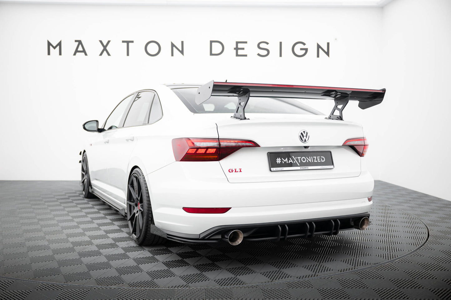 Carbon Spoiler With Internal Brackets Uprights + LED VW Jetta GLI Mk7