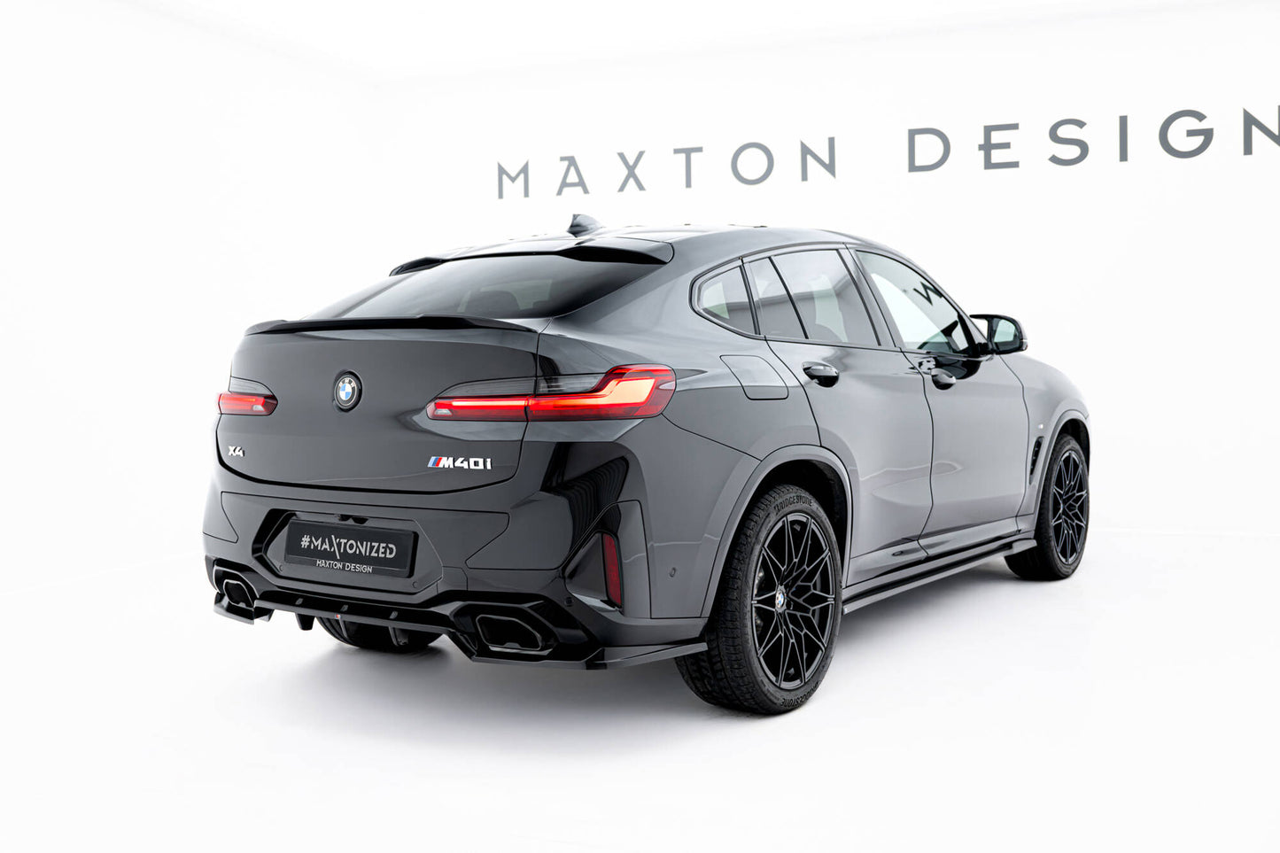 Mittlerer Cup Diffusor DTM Look Heck Ansatz V.2 für BMW X4 M-Paket G02 Facelift schwarz Hochglanz