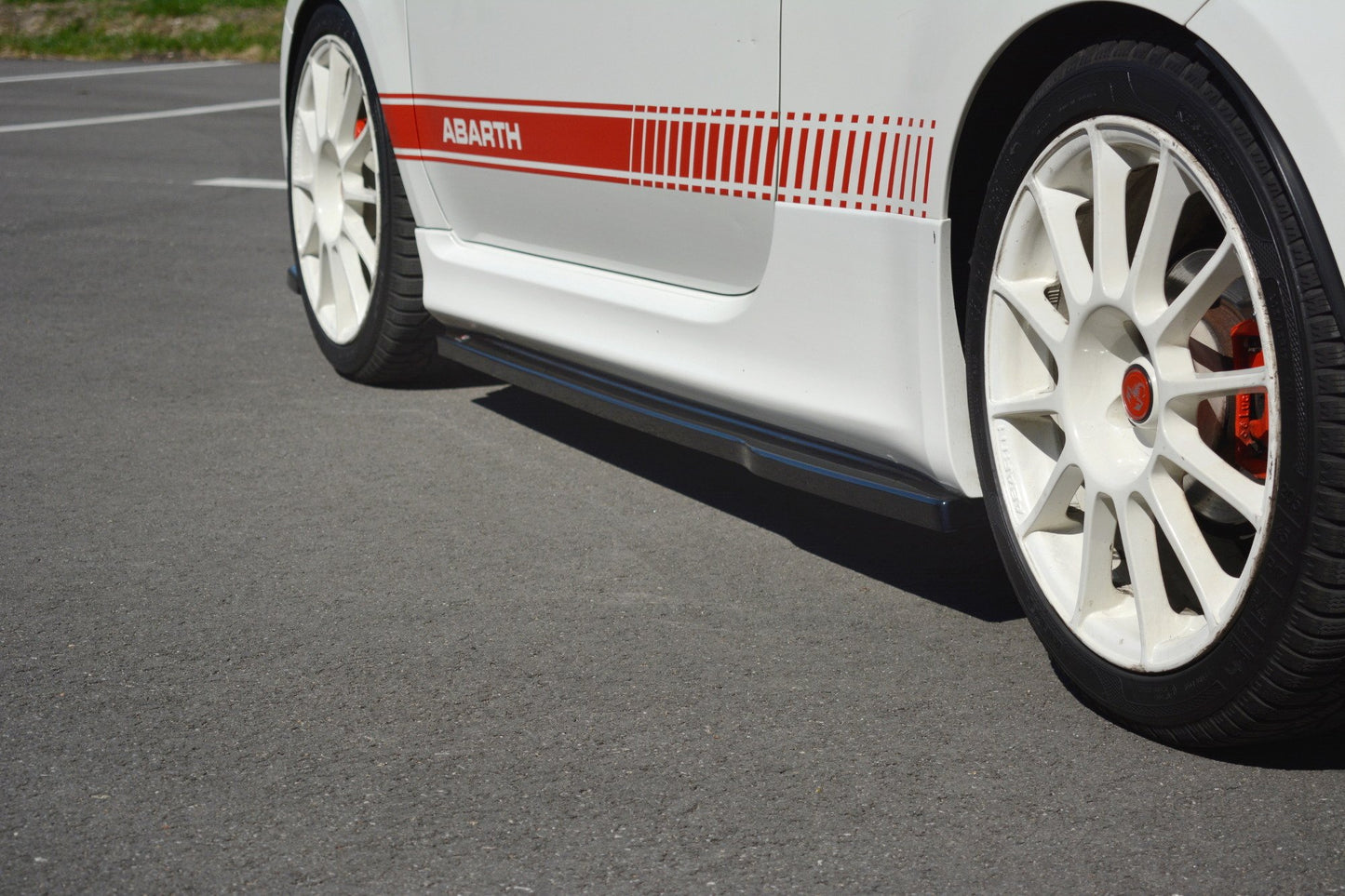 Seitenschweller Ansatz für Abarth 500 Mk1 schwarz Hochglanz