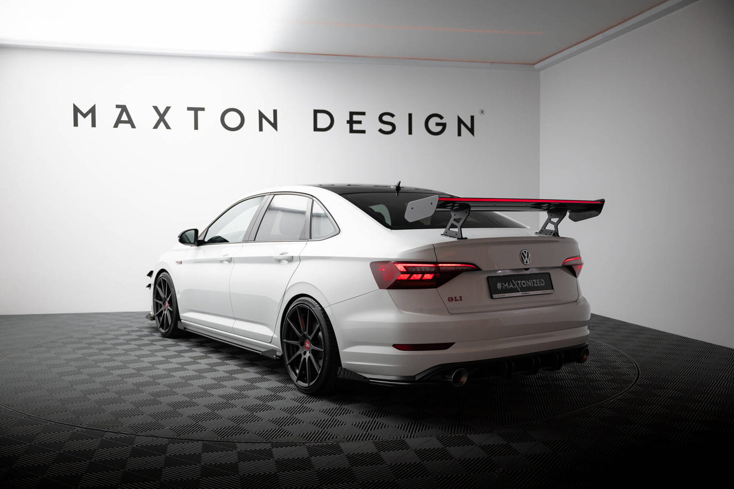 Carbon Spoiler With Internal Brackets Uprights + LED VW Jetta GLI Mk7