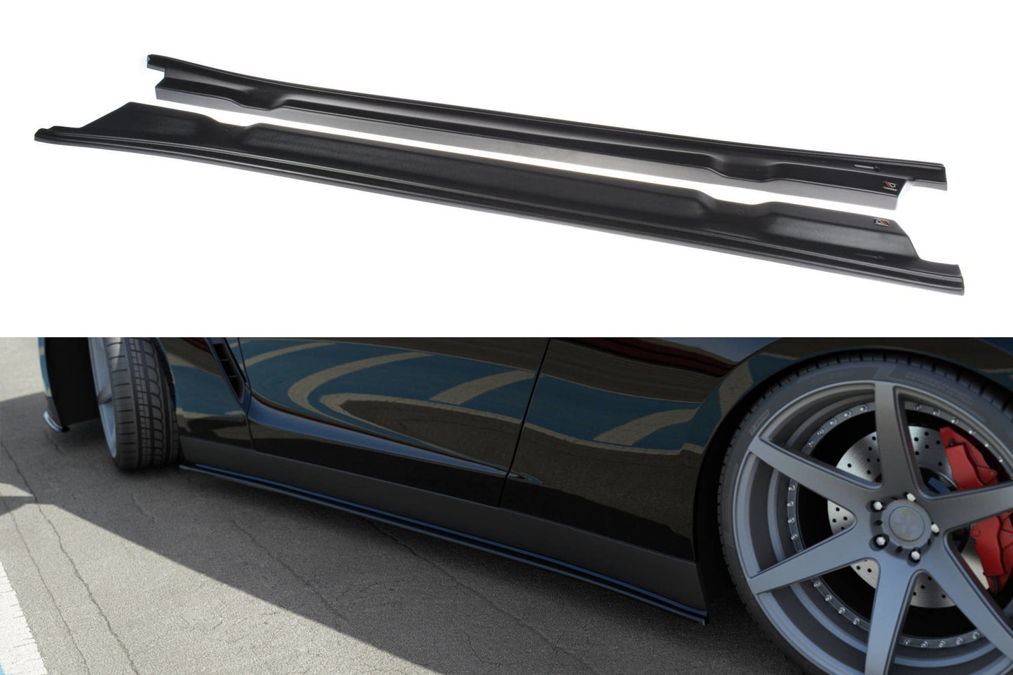Seitenschweller Ansatz für NISSAN GT-R vor Facelift COUPE (R35-SERIES) schwarz Hochglanz