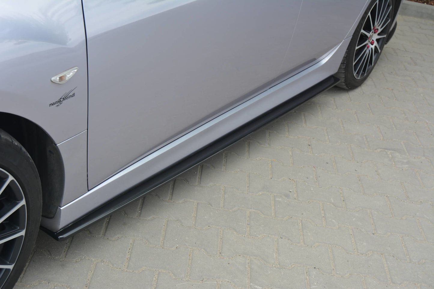 Seitenschweller Ansatz für MAZDA 6 MK2 SPORT HATCH (GH-SERIES) vor Facelift schwarz Hochglanz