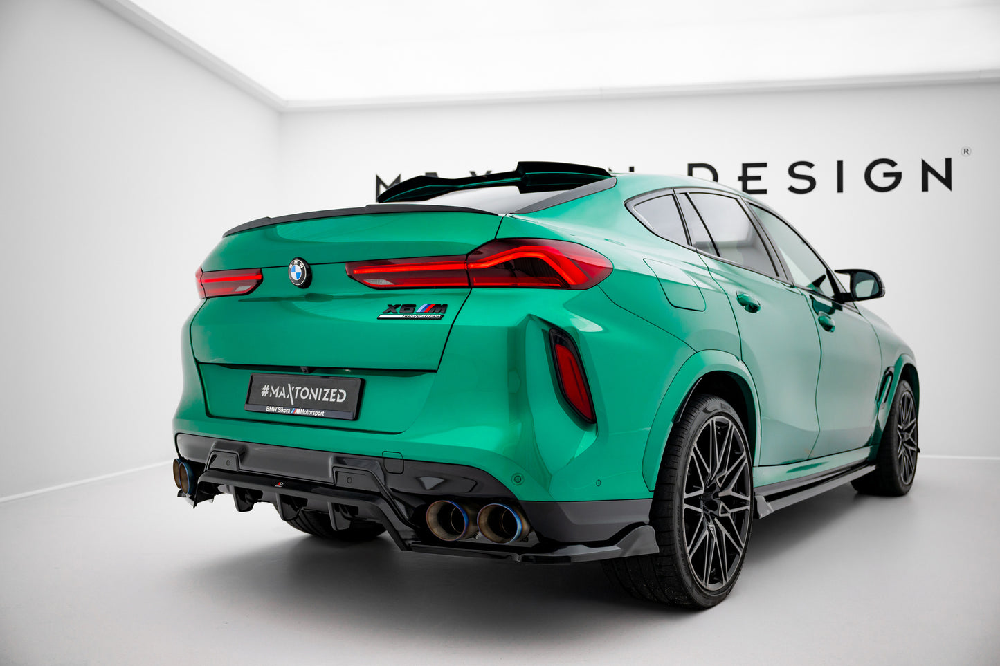 Mittlerer Cup Diffusor DTM Look Heck Ansatz für BMW X6 M F96 Facelift schwarz Hochglanz