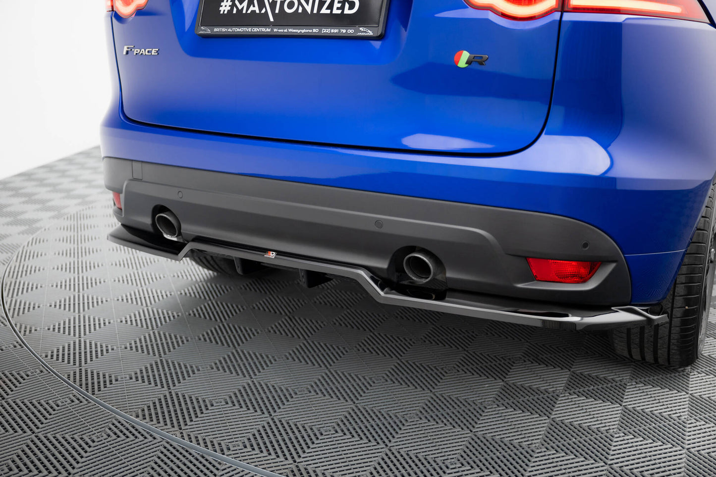 Mittlerer Cup Diffusor DTM Look Heck Ansatz für Jaguar F-Pace R-Sport Mk1 schwarz Hochglanz