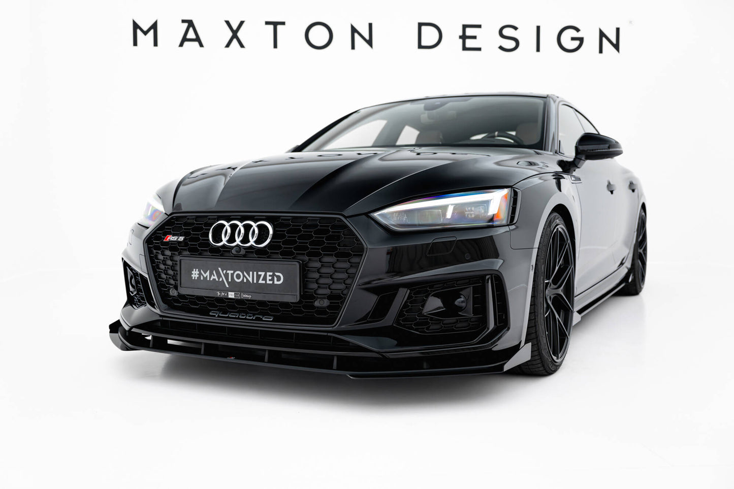 Street Pro Front Ansatz + Flaps für Audi RS5 Coupe / Sportback F5 schwarz Hochglanz