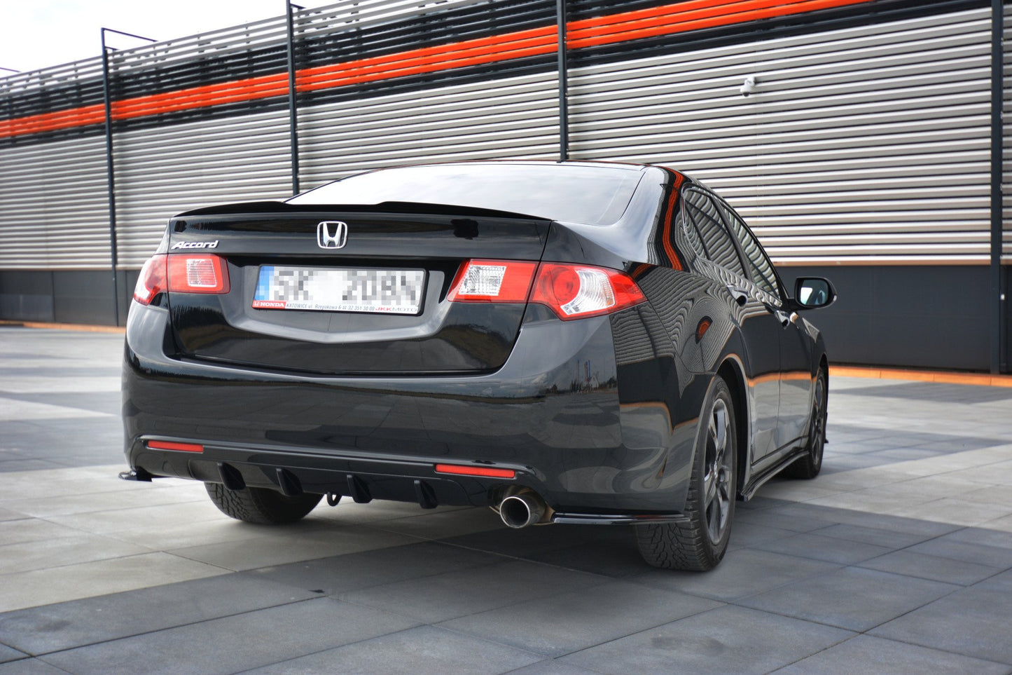 Heck Ansatz Flaps Diffusor für HONDA ACCORD MK8. CU-Serie vor Facelift SEDAN schwarz Hochglanz