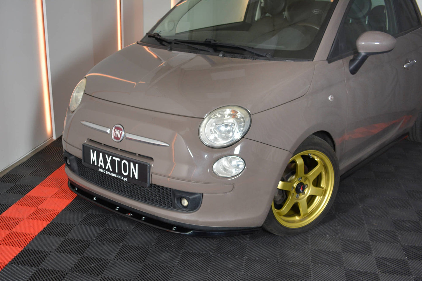Front Ansatz V.1 für FIAT 500 HATCHBACK vor Facelift schwarz Hochglanz
