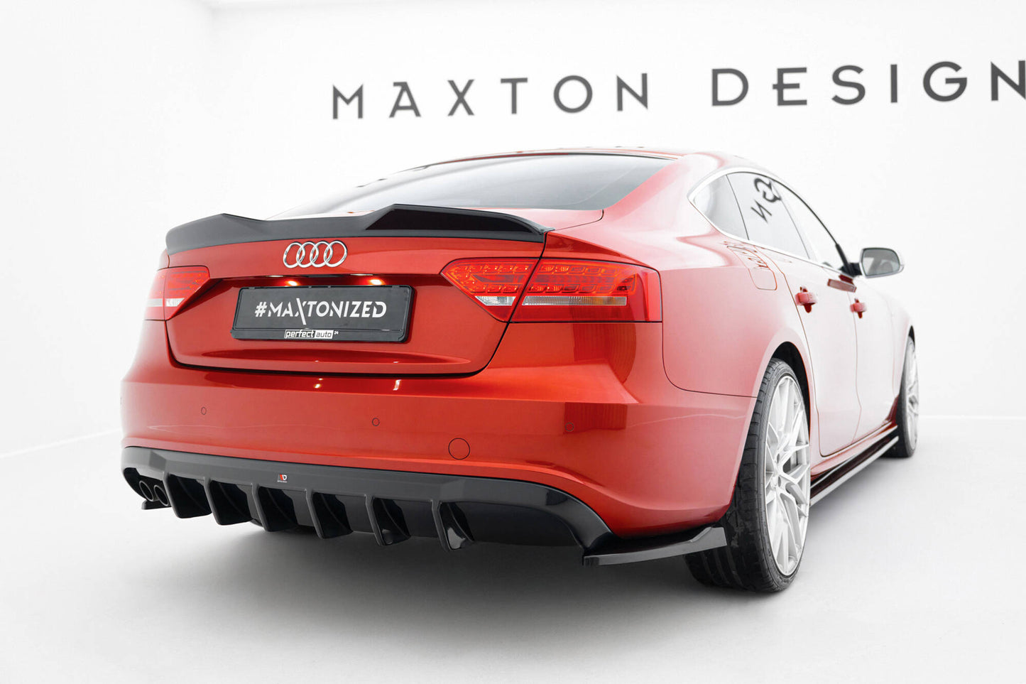 Diffusor Heck Ansatz für Audi A5 S-Line Sportback 8T (Doppelauspuff li.endrohr)