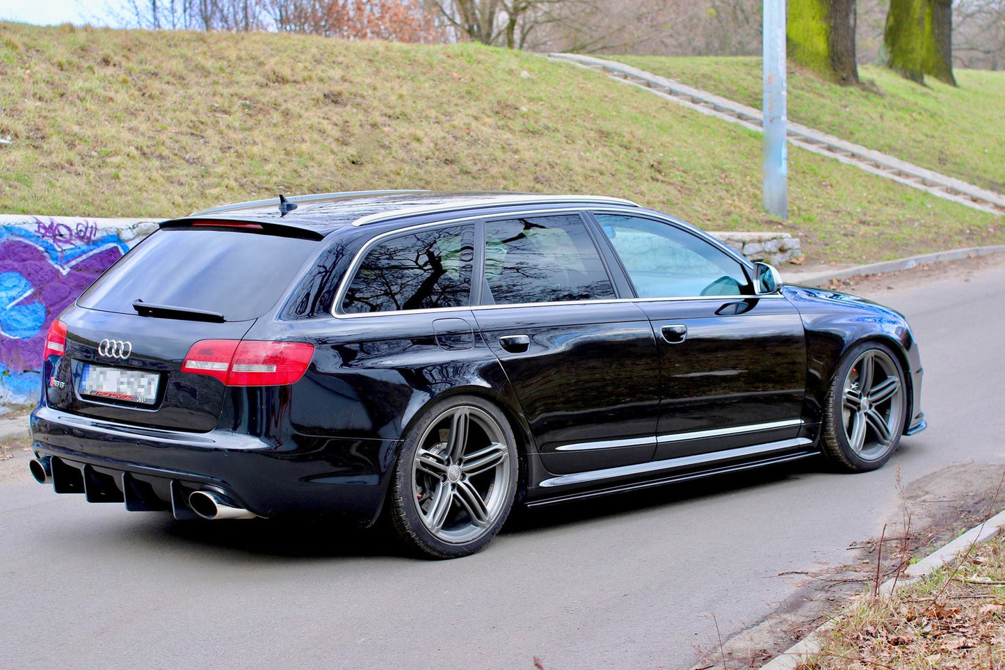 Seitenschweller Ansatz für Audi RS6 C6 schwarz Hochglanz