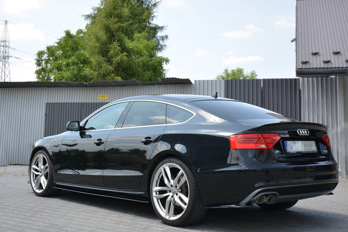 Heck Ansatz Flaps Diffusor für Audi A5 S-Line 8T FL Sportback schwarz Hochglanz