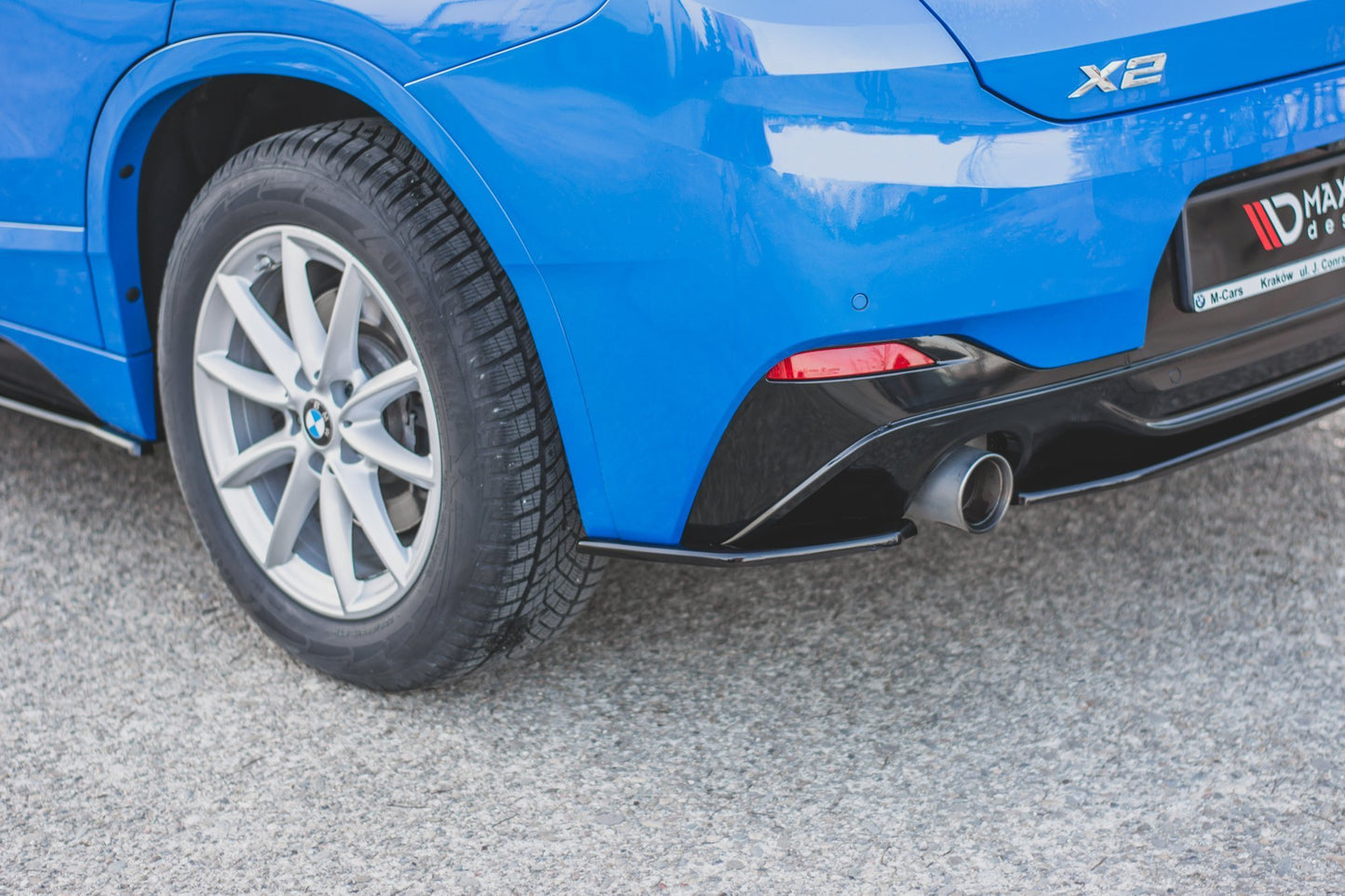 Heck Ansatz Flaps Diffusor für BMW X2 F39 M-Paket schwarz Hochglanz
