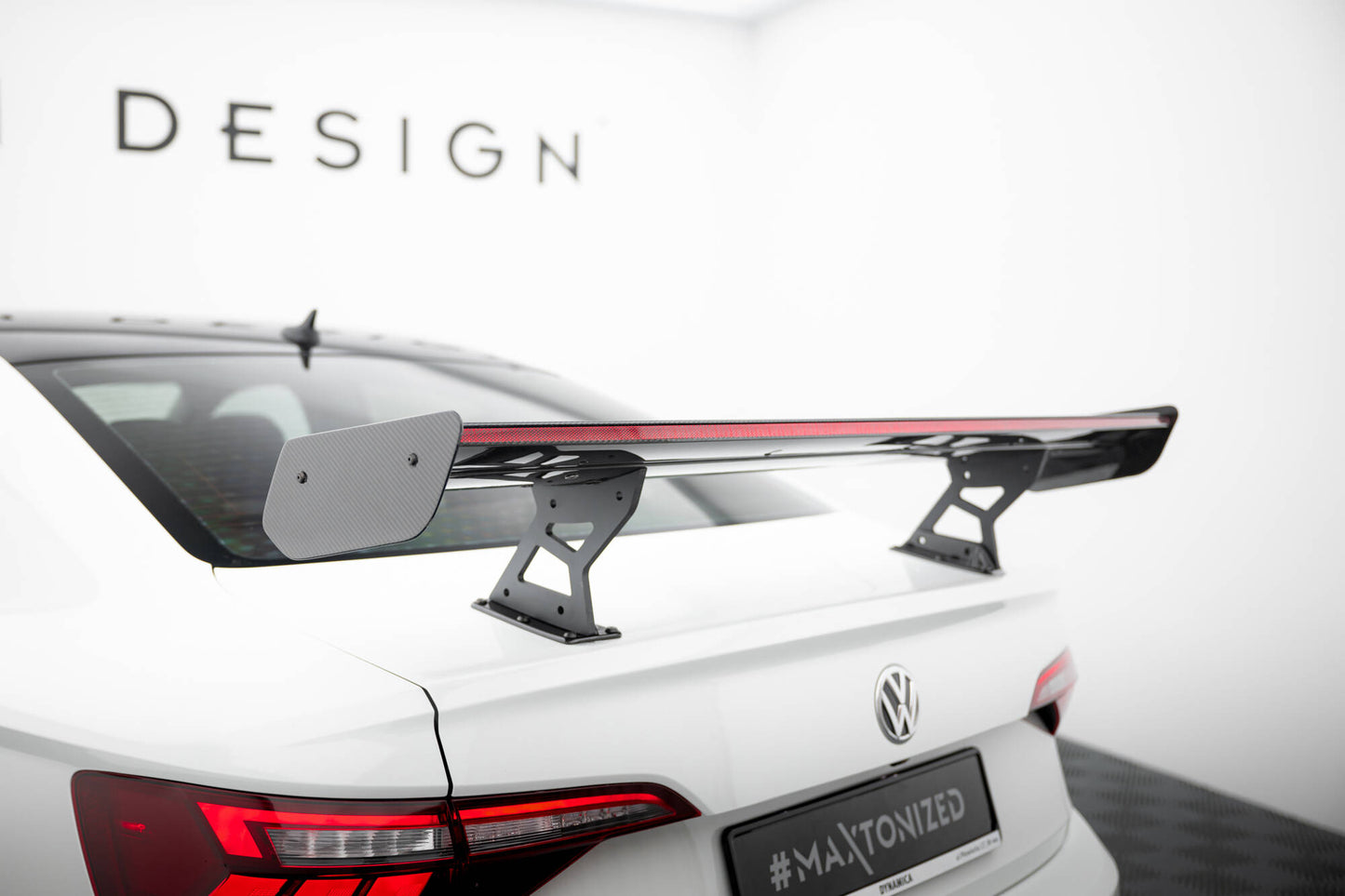 Carbon Spoiler With Internal Brackets Uprights + LED VW Jetta GLI Mk7