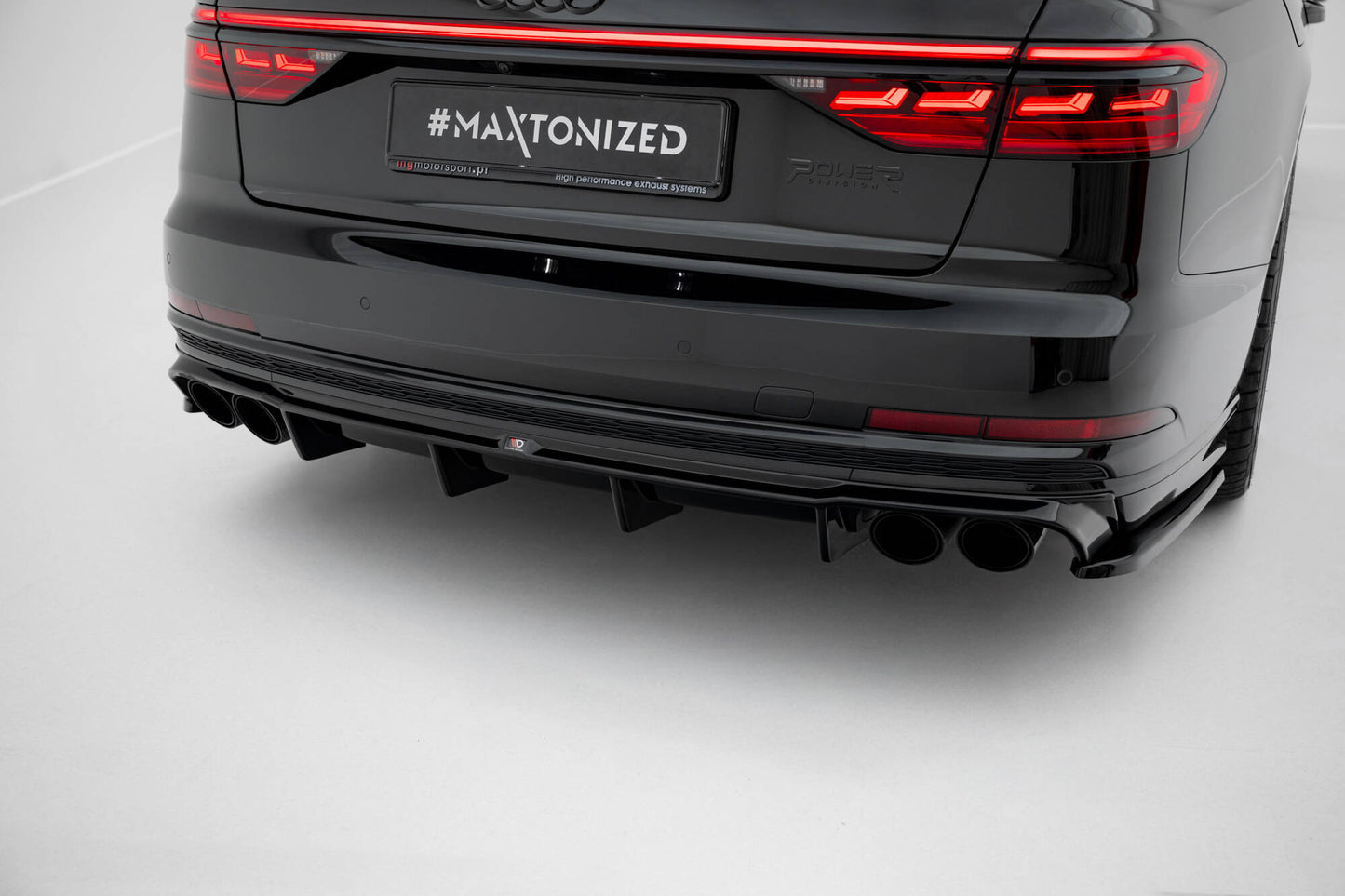 Diffusor Heck Ansatz für Audi S8 D5 schwarz Hochglanz