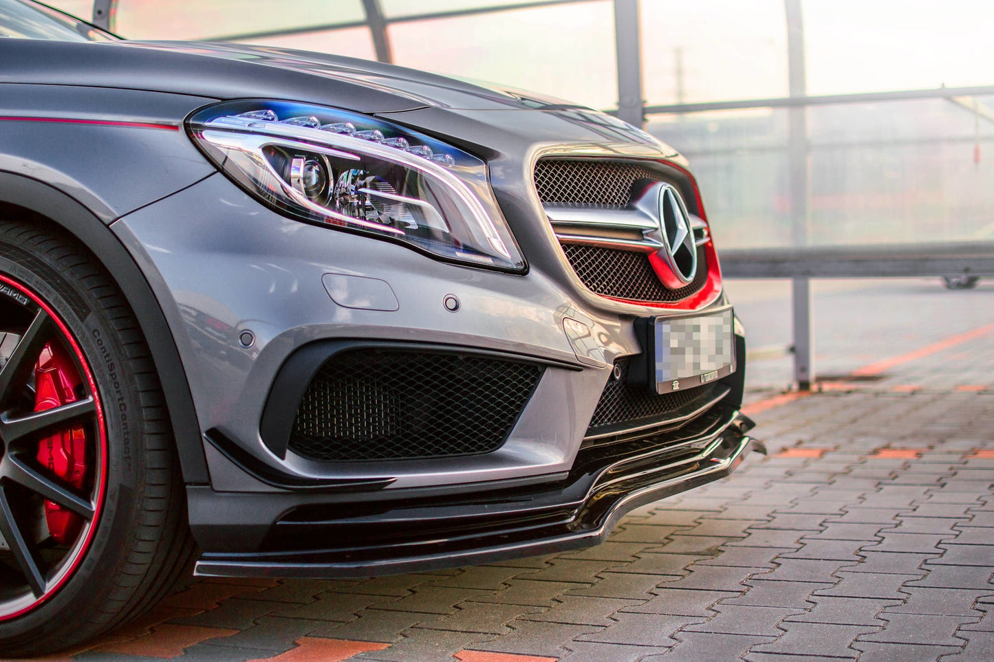 Front Ansatz für Mercedes GLA 45 AMG SUV (X156) vor Facelift schwarz matt