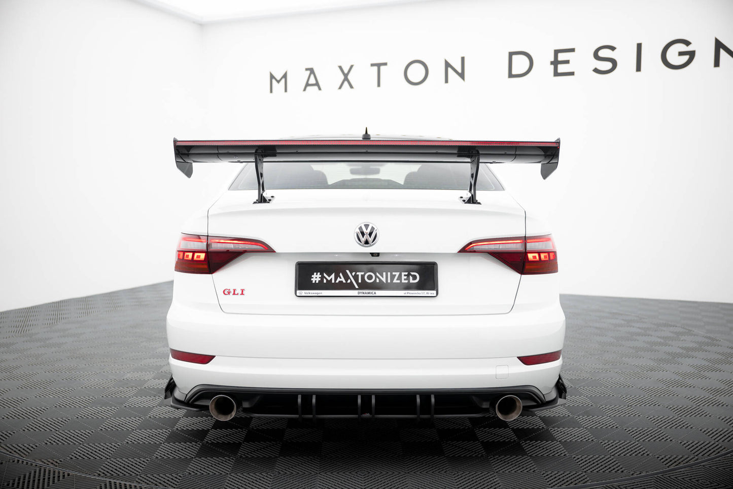 Carbon Spoiler With Internal Brackets Uprights + LED VW Jetta GLI Mk7
