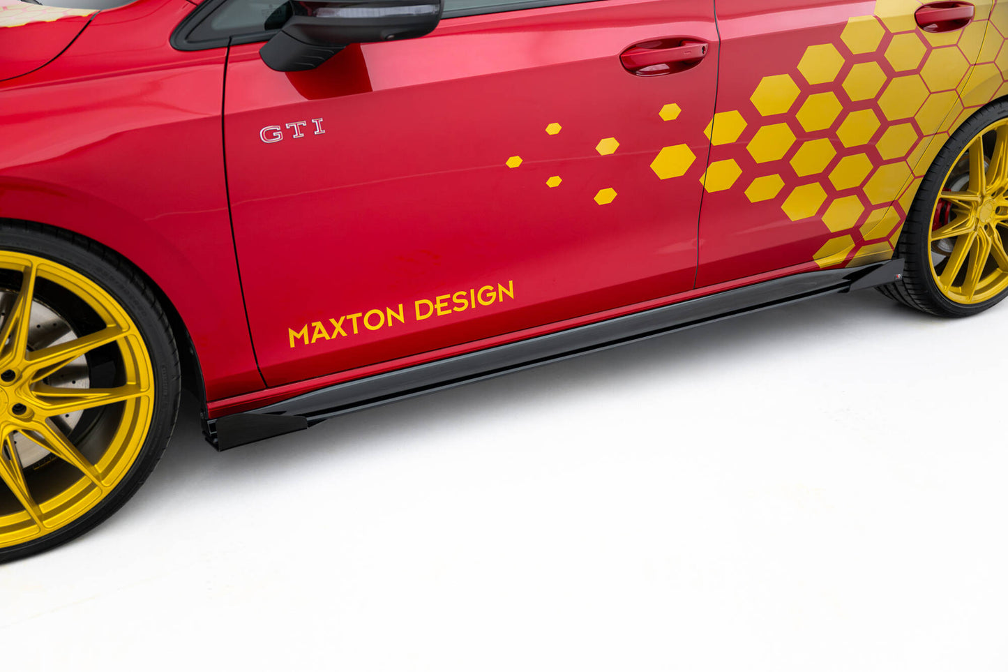 Street Pro Seitenschweller Ansatz + Flaps für VW Golf GTI Clubsport Mk8 Facelift schwarz Hochglanz
