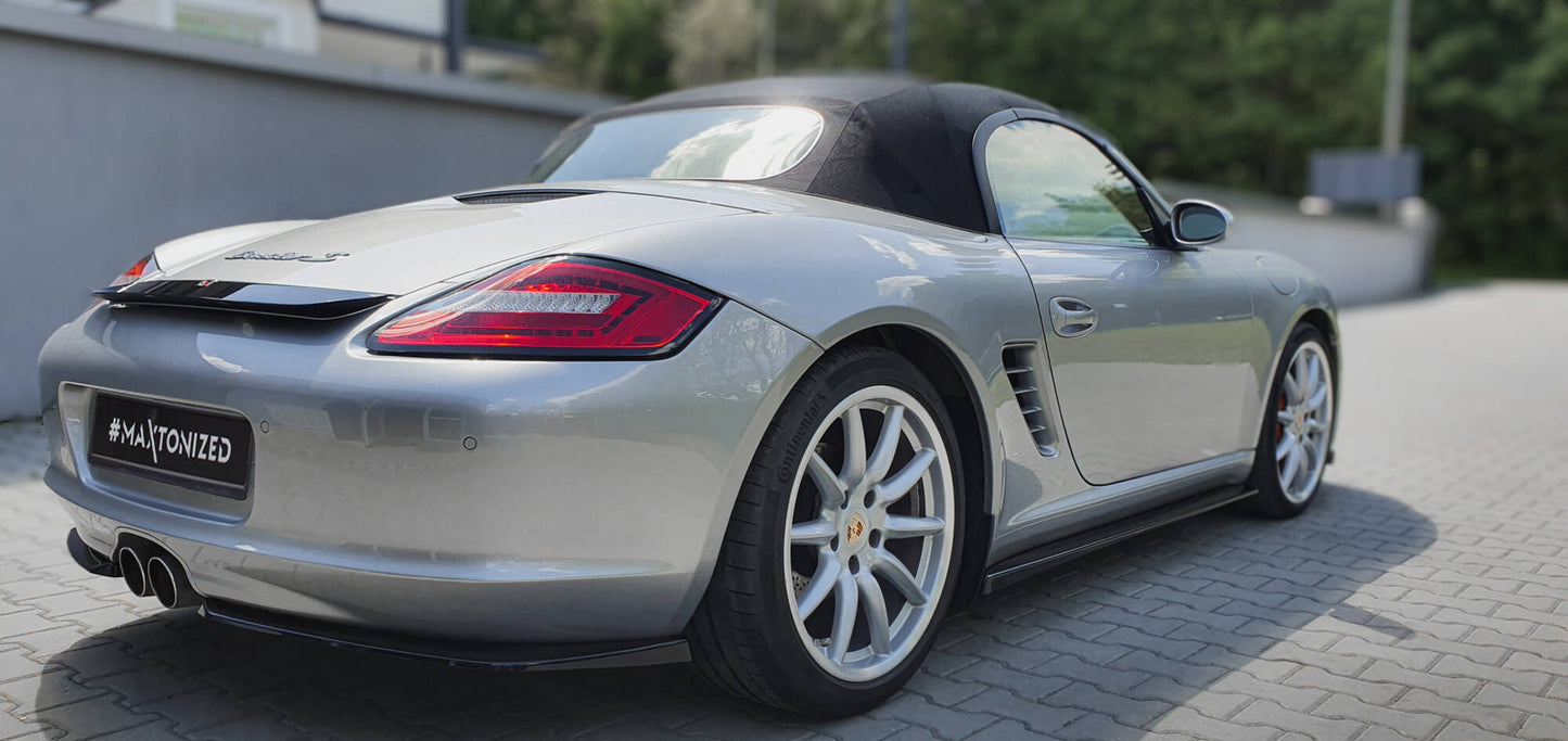 Heck Ansatz Flaps Diffusor für Porsche Boxster 987 schwarz Hochglanz