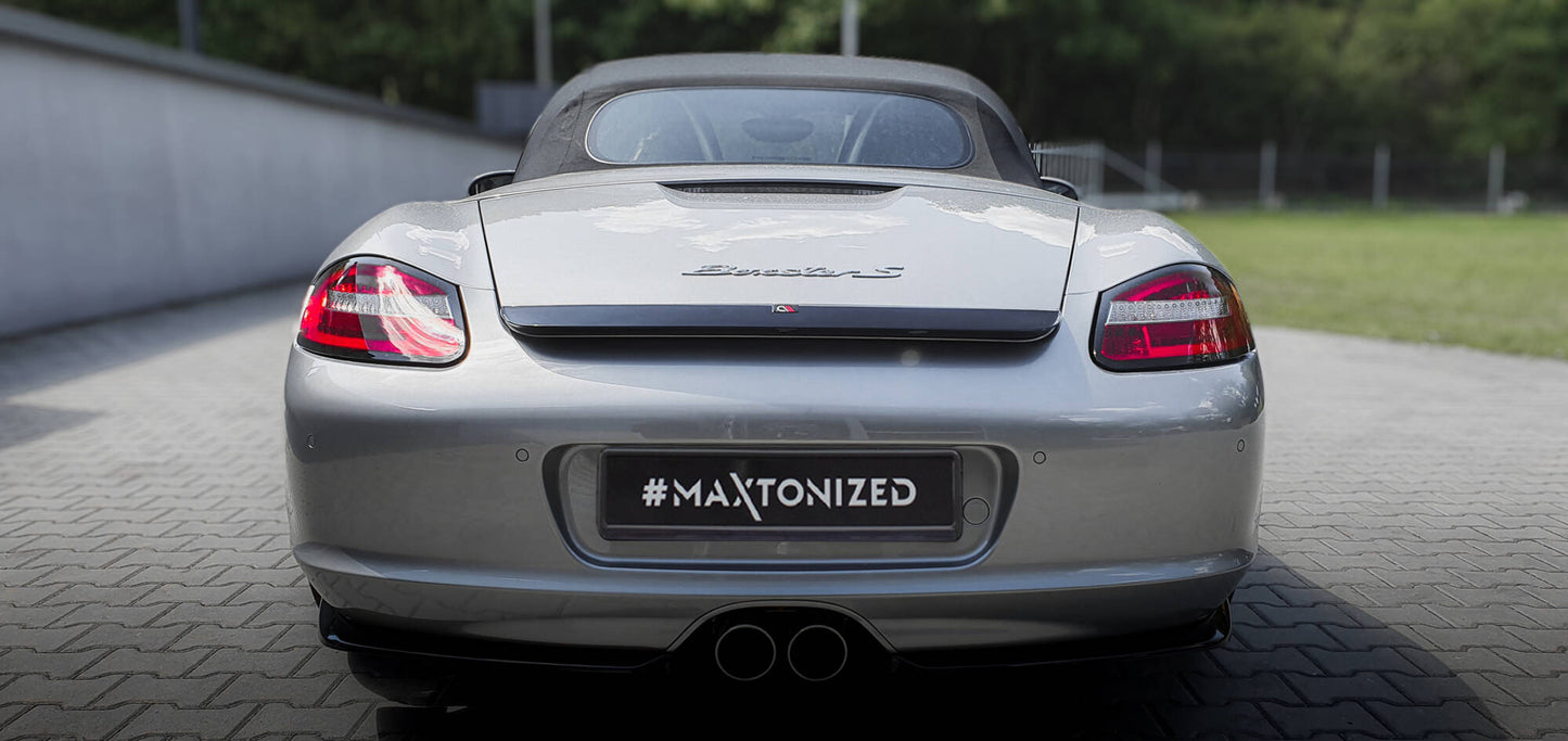Heck Ansatz Flaps Diffusor für Porsche Boxster 987 schwarz Hochglanz