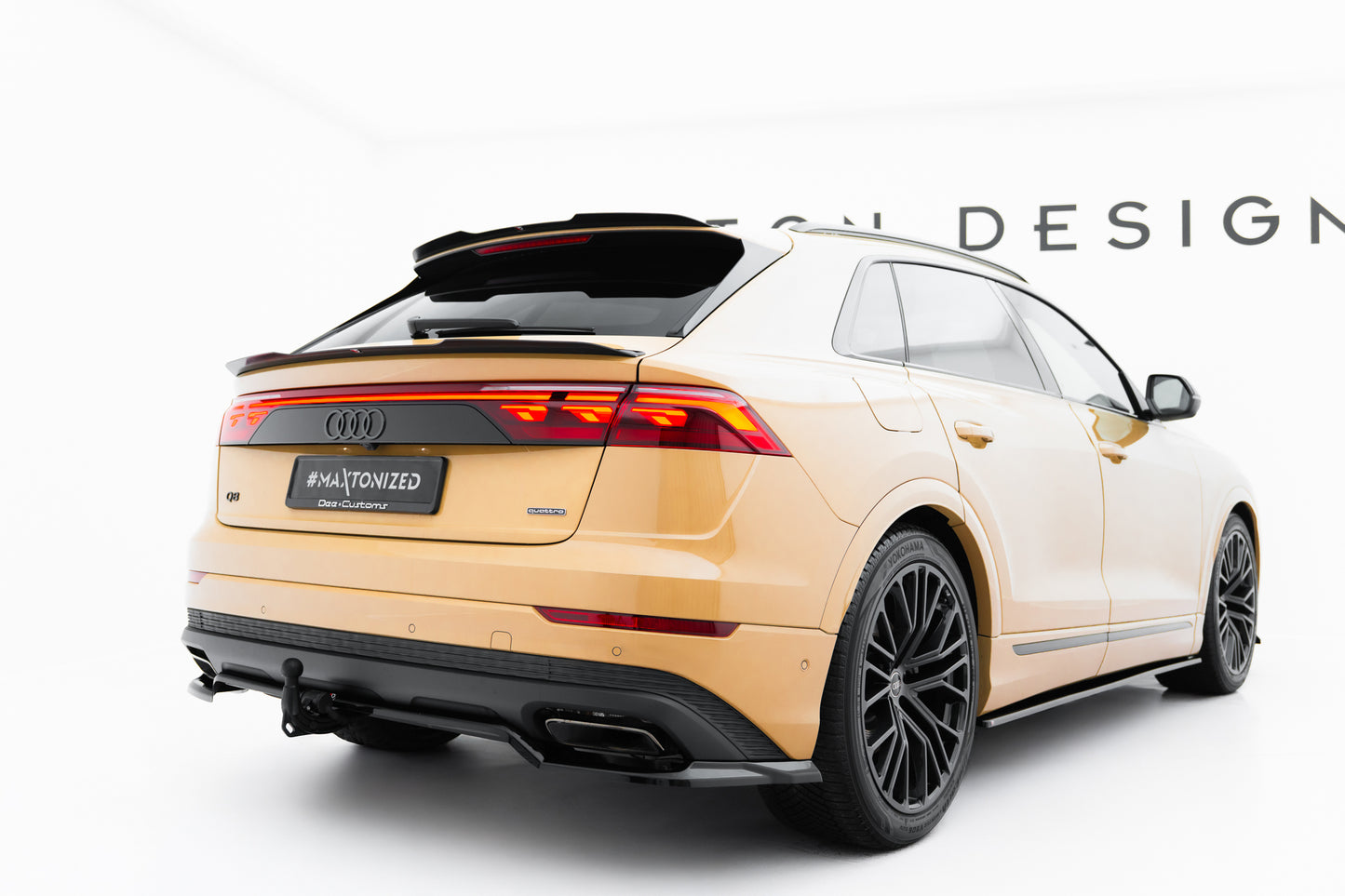 Mittlerer Cup Diffusor DTM Look Heck Ansatz für Audi Q8 Mk1 Facelift schwarz Hochglanz
