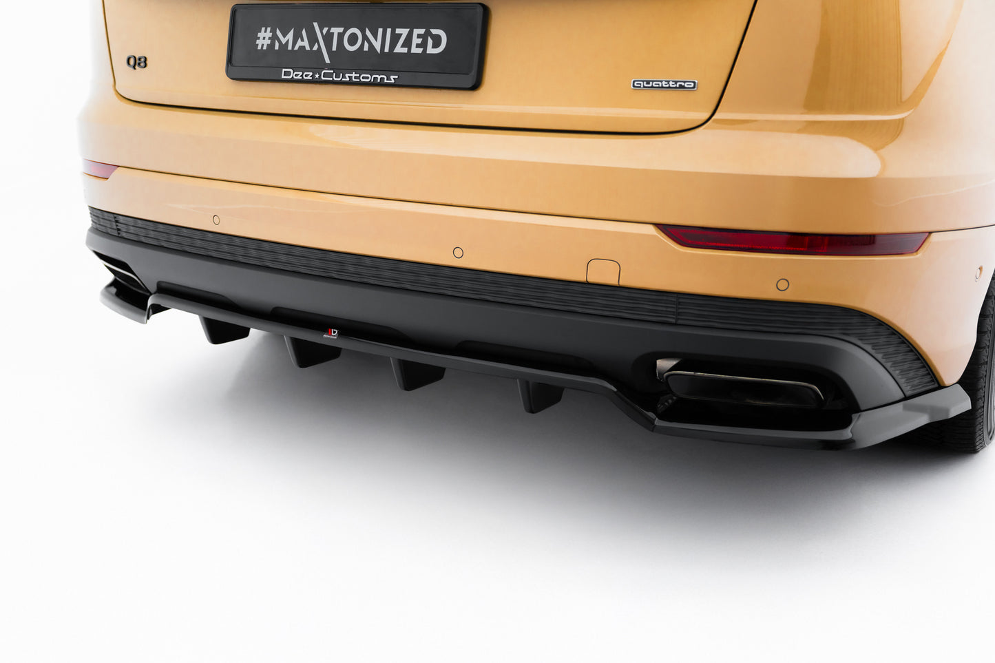 Mittlerer Cup Diffusor DTM Look Heck Ansatz für Audi Q8 Mk1 Facelift schwarz Hochglanz