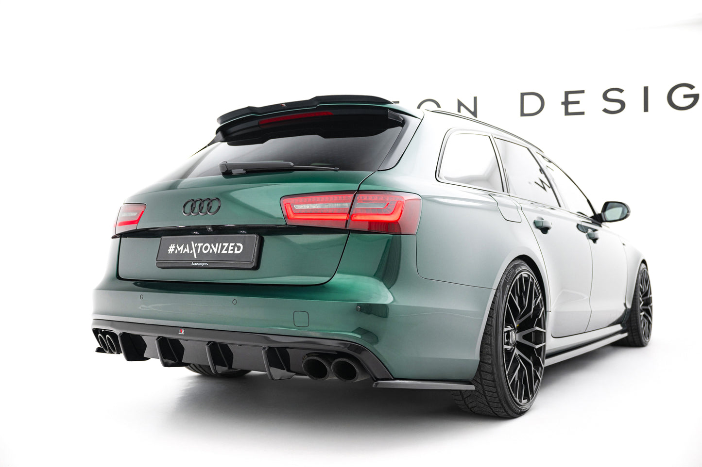 Diffusor Heck Ansatz für Audi S6 Avant C7 schwarz Hochglanz