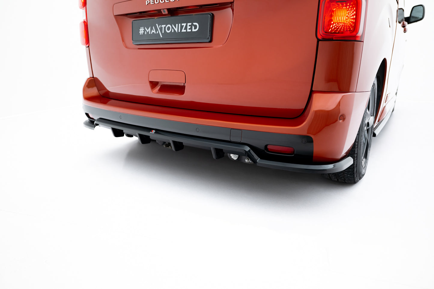 Mittlerer Cup Diffusor DTM Look Heck Ansatz für Peugeot Expert Mk3 schwarz Hochglanz